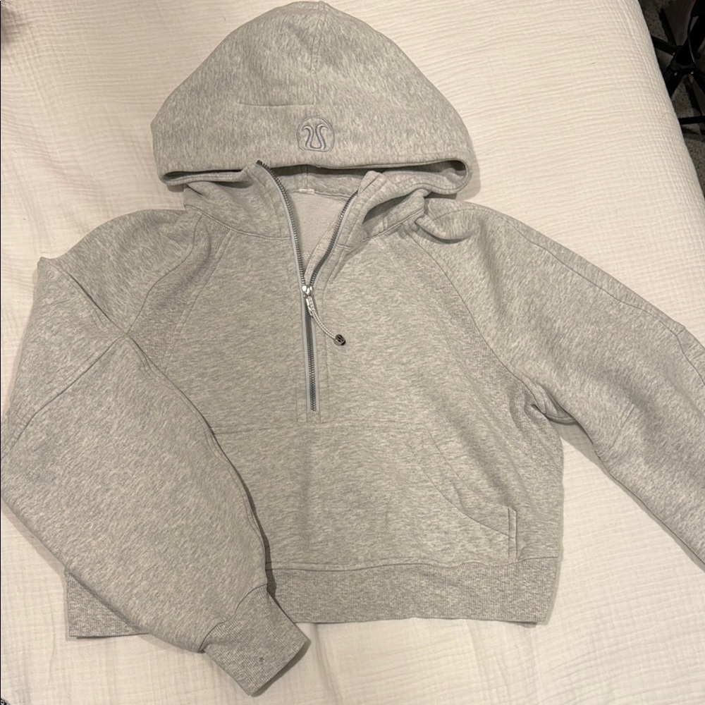 lululemon athletica Light Gray Cropped Half-Zip Hoodie